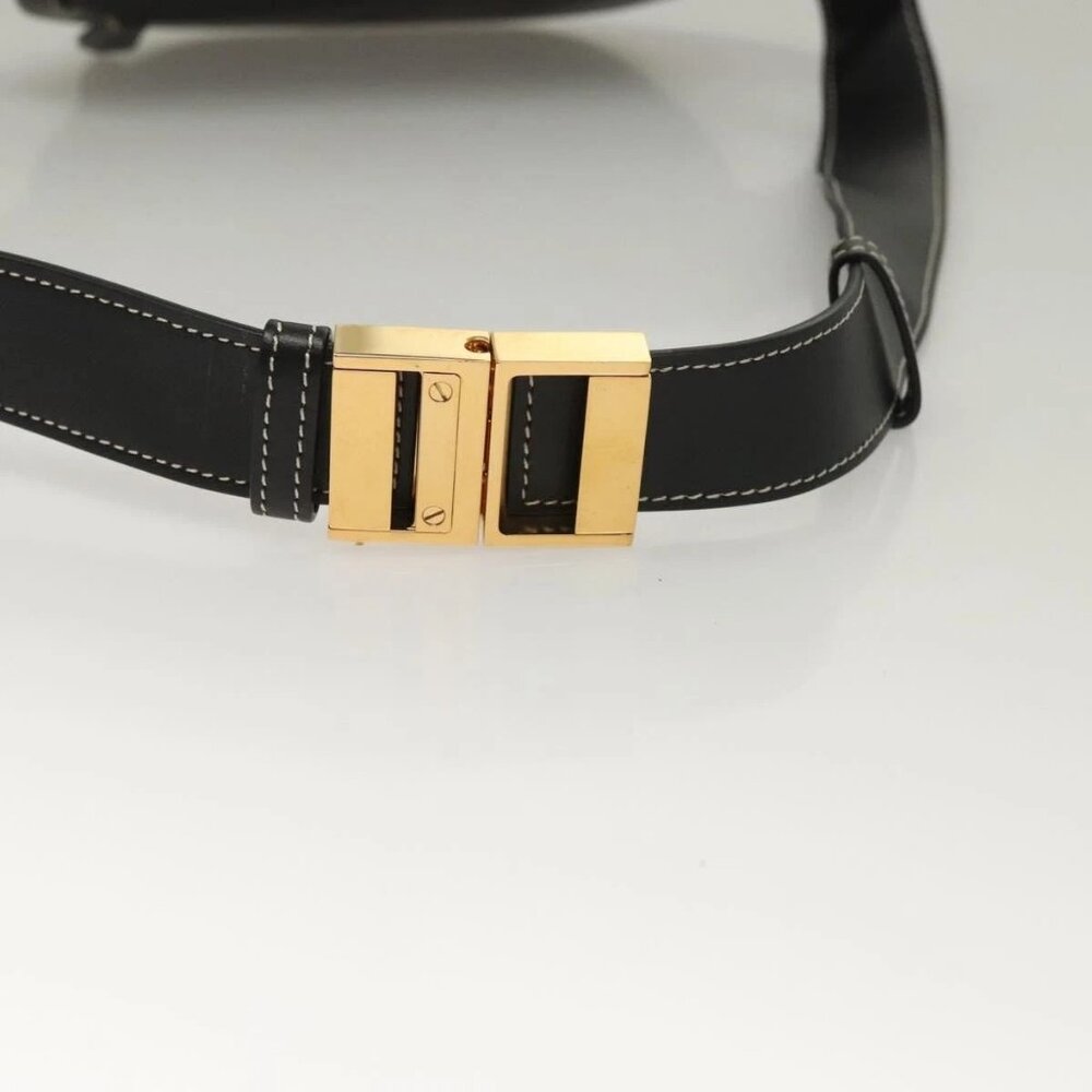 BURBERRY Waist Bag Leather Black Gold Auth bs27391 - Picture 7 of 16